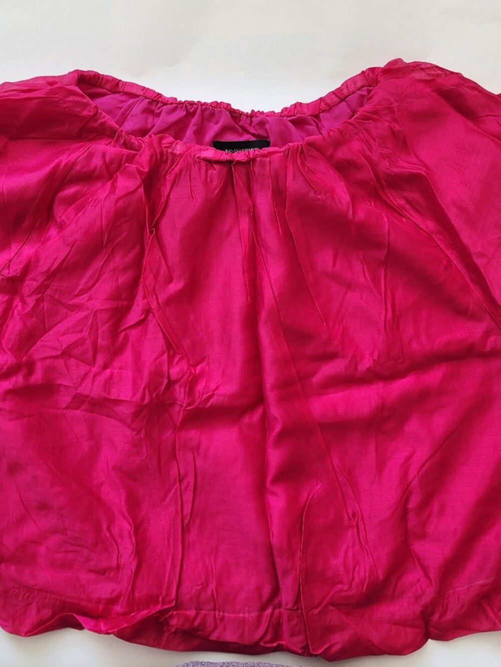 Banana Republic Satin Puff-Sleeve Shirred Blouse - Size XL
